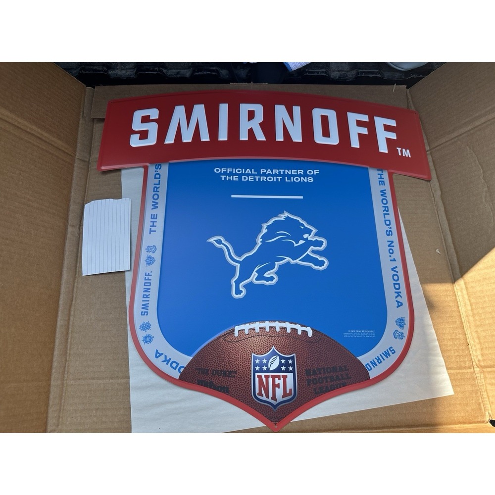 Detroit Detroit Lions/Smirnoff Bar Tin Metal Sign NFL Football Wall Decor